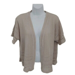 Guilty Tan Knit  Cardigan, Short Sleeves M